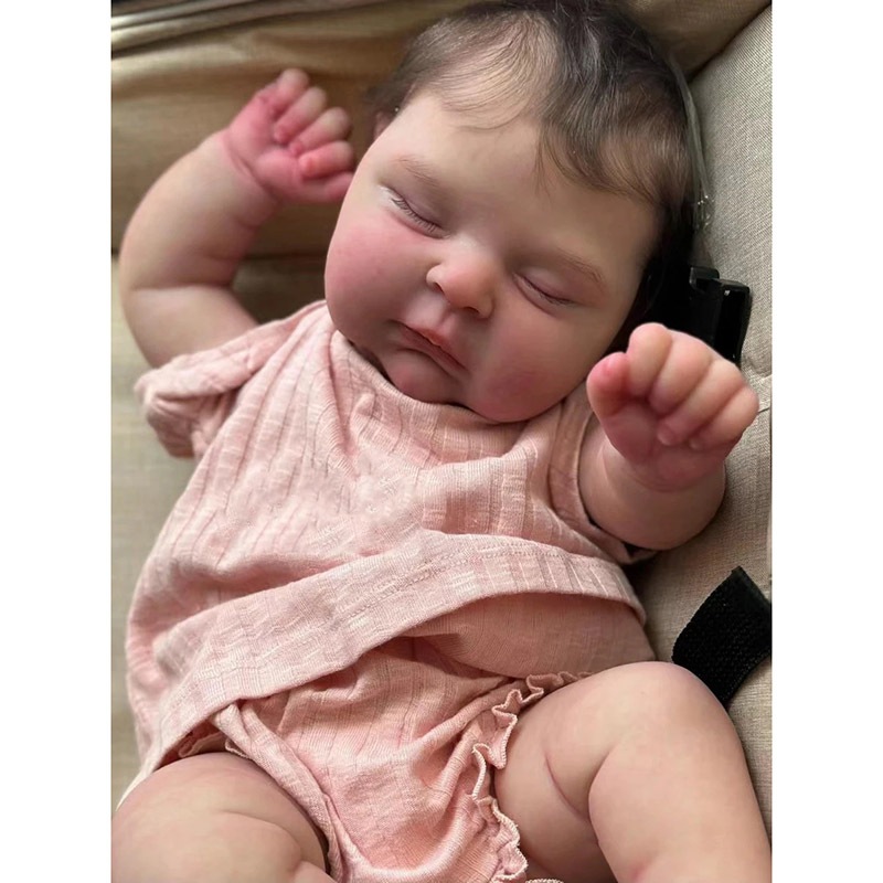 19 นิ้ว Sleeping Baby Peaches Soft Body Reborn ตุ๊กตาผิว 3D หลายชั้นภาพวาดด้วยมือรากผมสัมผัสตุ๊กตา