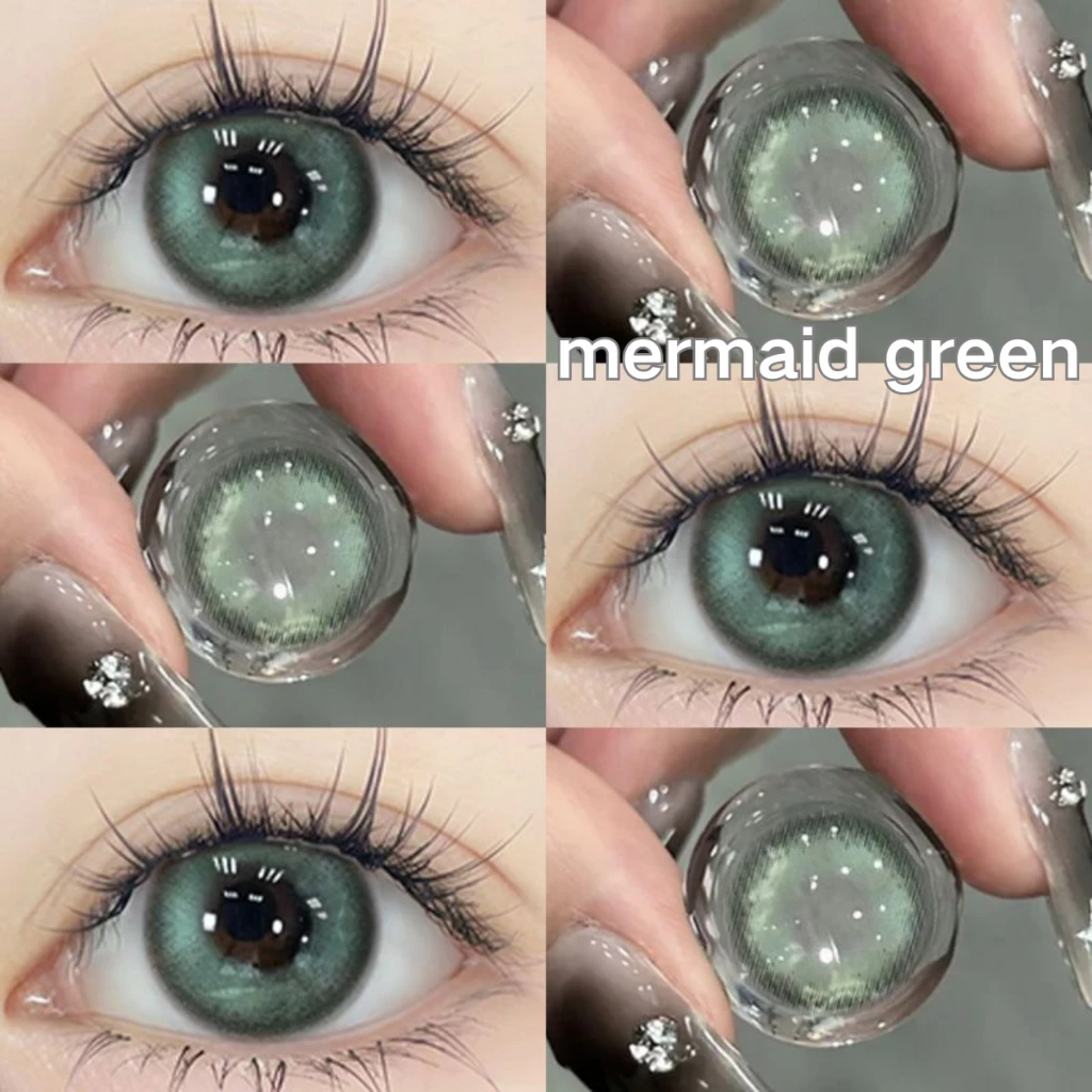 {องศา -0.00 ~ -5.00} UYAAI คอนแทคเลนส์สายตาสั้น สีเขียว 14.2 มม.