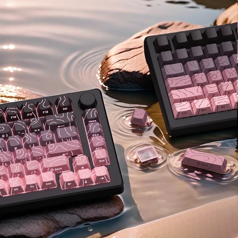 98 คีย์ PBT Cherry Profile Highlighting Line Through Keycap Double Shot ด้านข้างพิมพ์ชุดหมวก