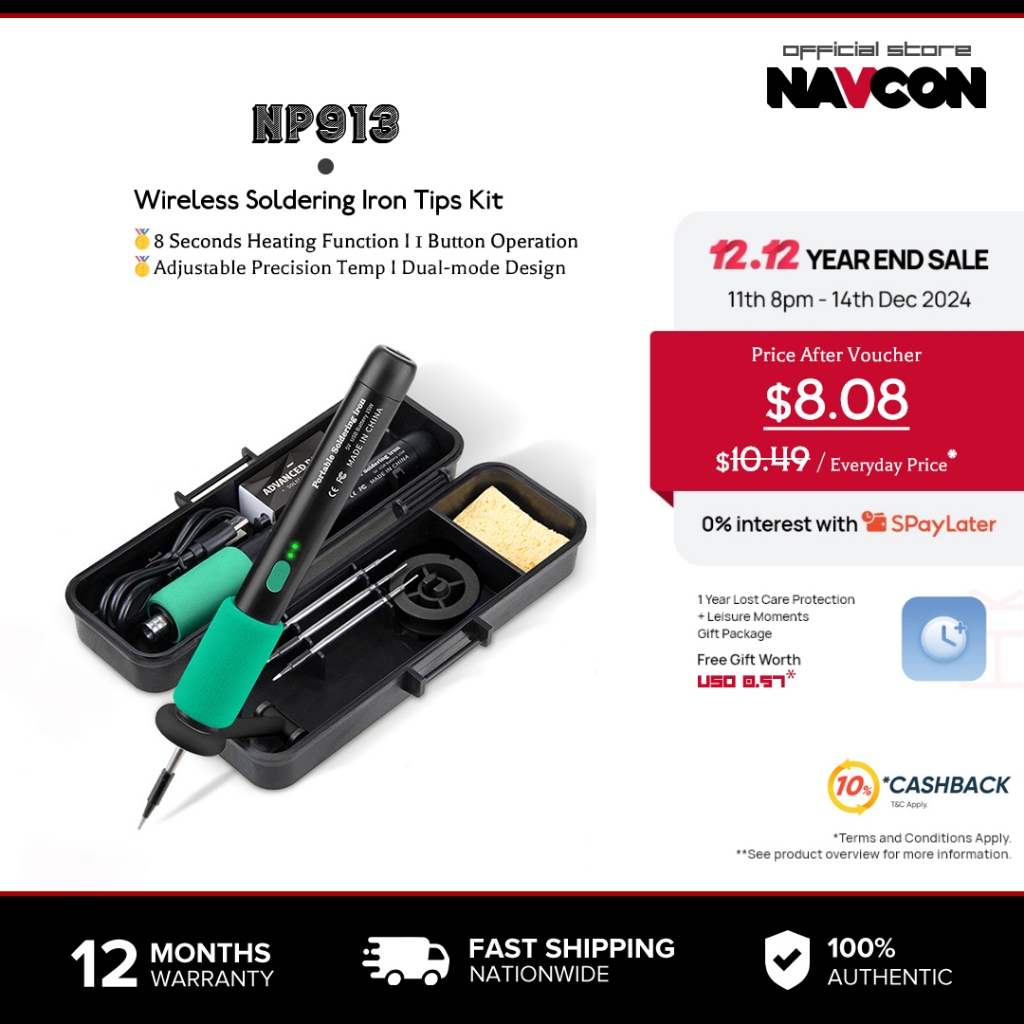 Navcon ชุดหัวแร้งไร้สายสามารถให้ความร้อนภายใน 8วินาทีรวมถึงหัวแร้ง 3แบบสำหรับงานที่แตกต่างกันการชาร์จพอร์ต Type-C เมื่อใช้เหมาะสำหรับ DIY และซ่อมแซม