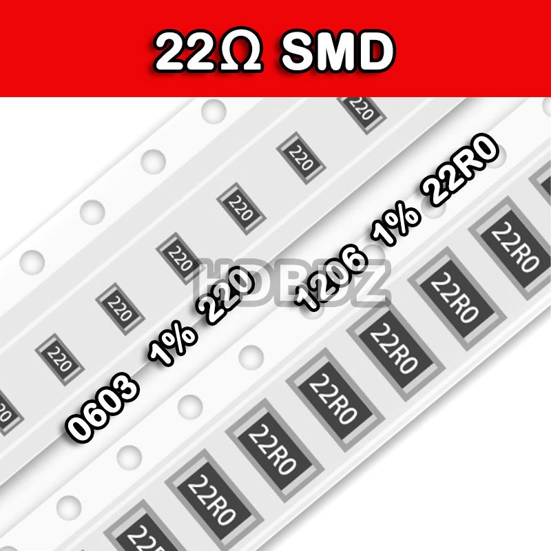 10~50PCS 22R 22Ω SMD Resistor ตัวต้านทาน precision 5% 1%  220/22R0 0603 0805 1206 2512