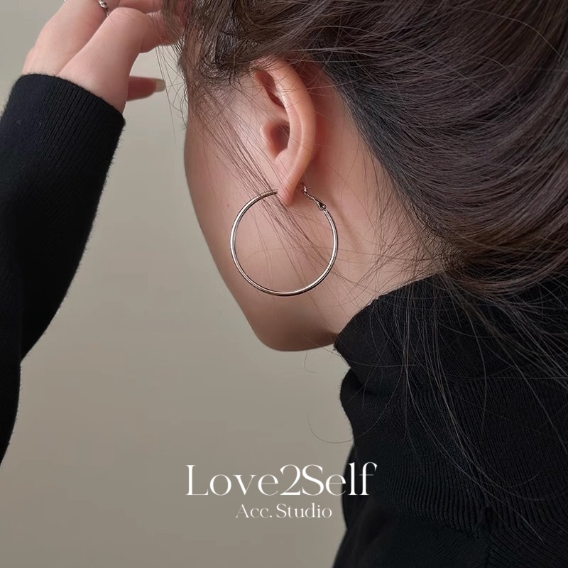 Love2Self E017 Hypoallergenic สแตนเลสคลาสสิก Hoop ต่างหูสําหรับผู้หญิง 3-6 ซม.Non Tarnish Vintage