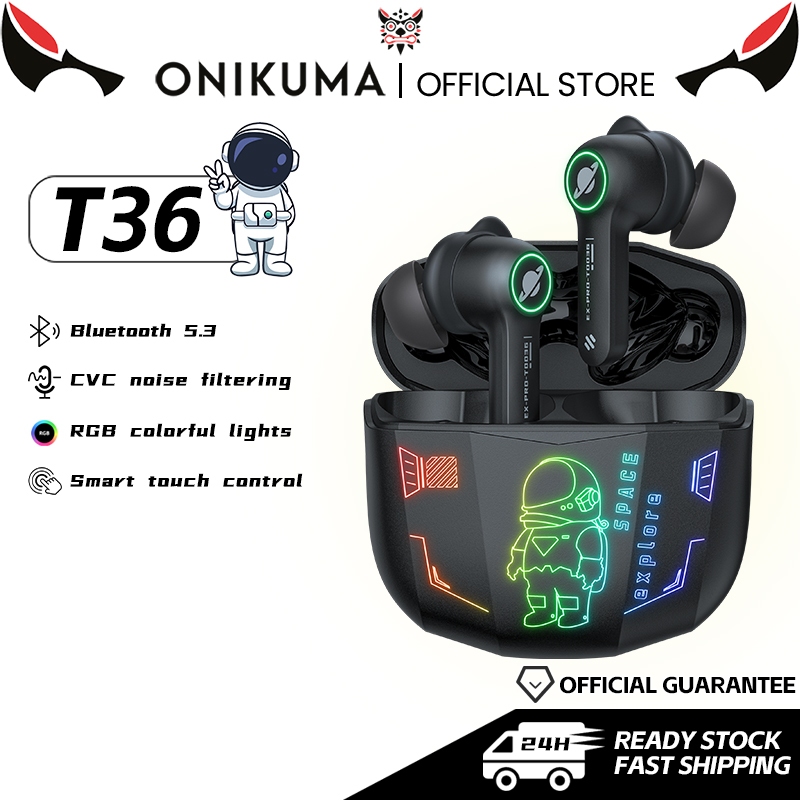 ONIKUMA T36 หูฟังสําหรับเล่นเกมไร้สายบลูทูธ5.3 หูฟังเพลงเสียงสเตอริโอ HD Latency ต่ํา