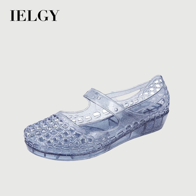 IELGY ใหม่ตัดออกโปร่งใสคริสตัลนิ้วเท้ารองเท้าแตะผู้หญิงฤดูร้อนแม่แฟชั่นสบายๆส้นลิ่ม