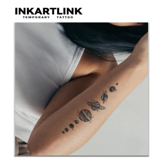 Inkartlink สติ๊กเกอร์รอยสักชั่วคราวขา, วิเศษกันน้ําติดทนนาน Moon Star, ติดทนนานถึง 15 วัน, รอยสักปลอม, รอยสักกึ่งถาวร