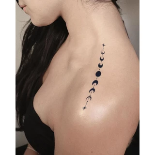 Inkartlink สติ๊กเกอร์รอยสักชั่วคราวขา, วิเศษกันน้ําติดทนนาน Moon Star, ติดทนนานถึง 15 วัน, รอยสักปลอม, รอยสักกึ่งถาวร