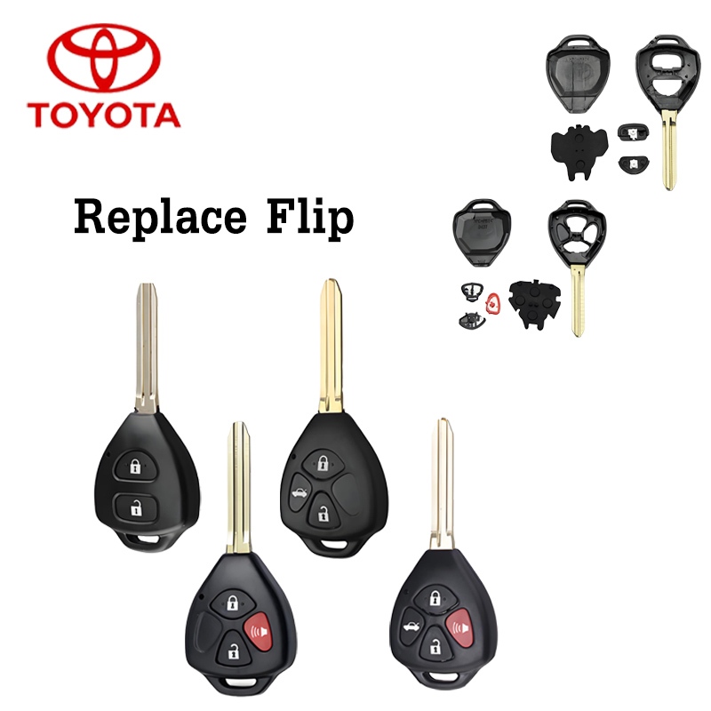 Toyota Key เปลี่ยนเชลล์ฝาครอบกุญแจสําหรับ Toyota Vios/Yaris/Vitz/Commuter/Vigo/Innova/Fortuner เปลี่ยนพลิก