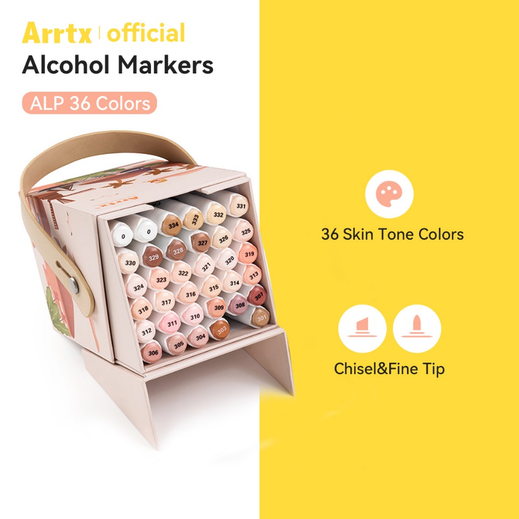 เครื่องหมายแอลกอฮอล์ Arrtx Skin Tone, ALP 36 สี Dual Tip Skin Color Markers