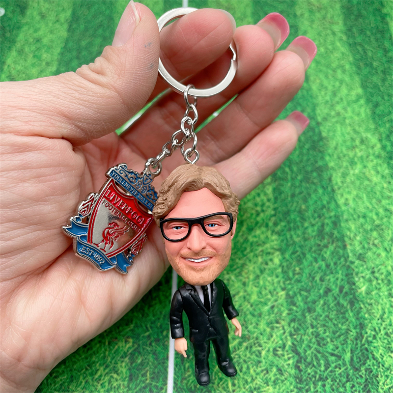 SOCCERWE LFC Alloy Badge & Klopp PVC Doll Keychain Set