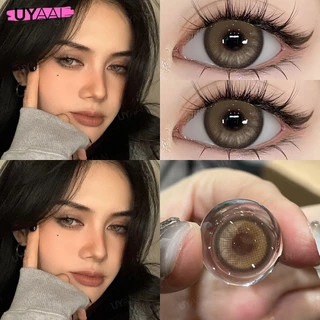 คอนแทคเลนส์ [องศา -0.75 ~ -4.00] UYAAI คอนแทคเลนส์สีน้ําตาล คอนแทคเลนส์สีธรรมชาติ นิ่ม คอนเทคเลนสายตาสั้น 14.0 มม.