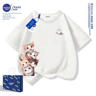 เสื้อยืดแขนสั้นสำหรับเด็กสไตล์อเมริกัน เนื้อผ้าฝ้ายนุ่มสบายผ…