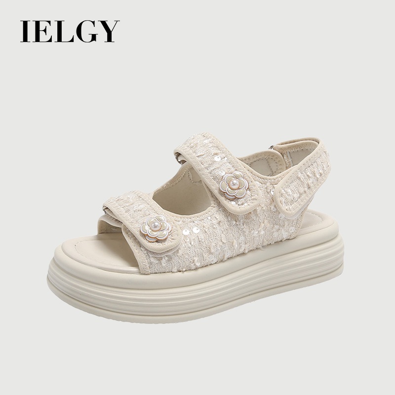 IELGY รองเท้าแตะพื้นหนาสําหรับผู้หญิงฤดูร้อนสไตล์ใหม่สวมใส่กลางแจ้งรองเท้าแตะพื้นนุ่มระดับไฮเอนด์ที่ไม่เหนื่อยเท้า