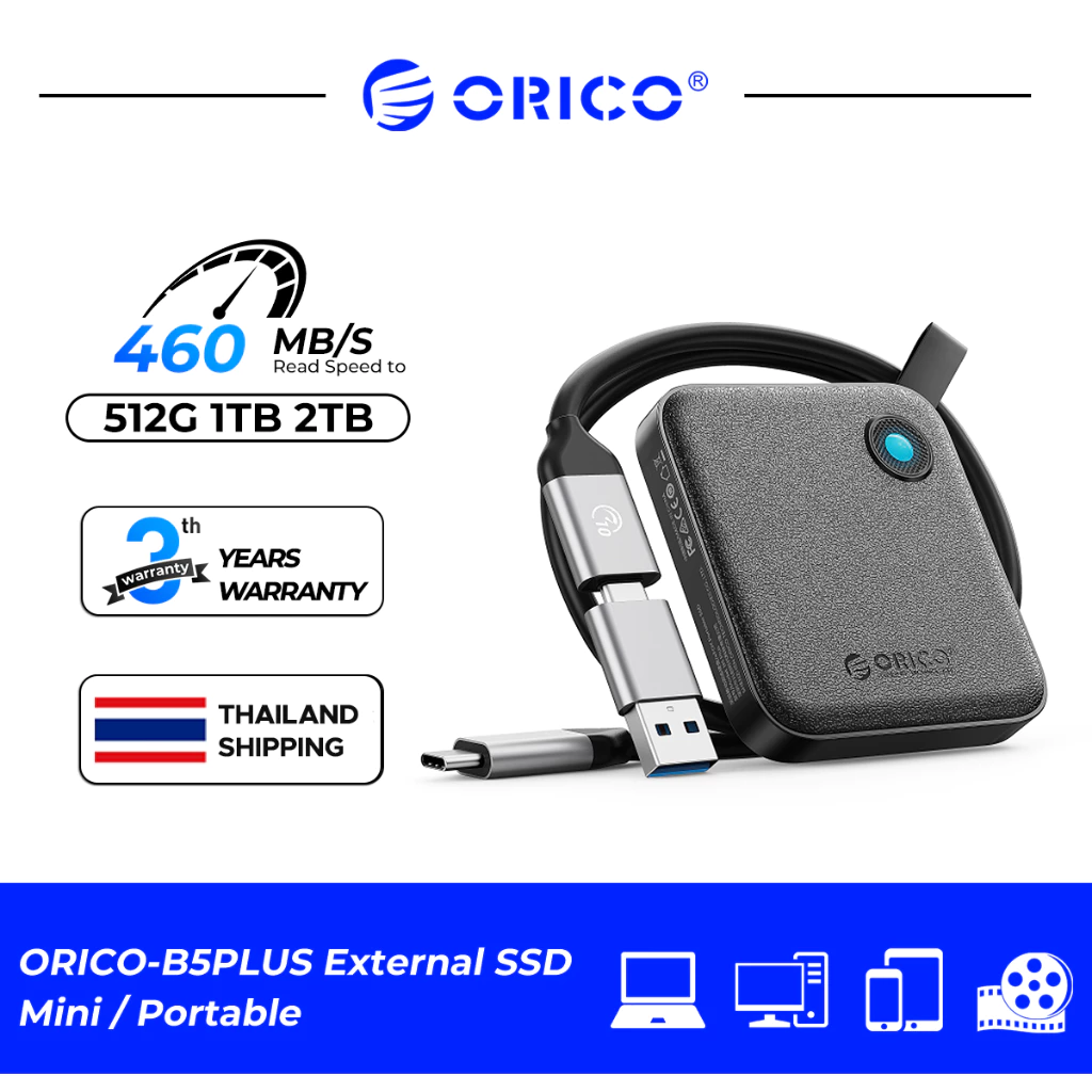 ORICO Portable SSD 256GB 512GB 1TB External Solid State Drive 460MB/s for USB-C Smartphone (B5PLUS)