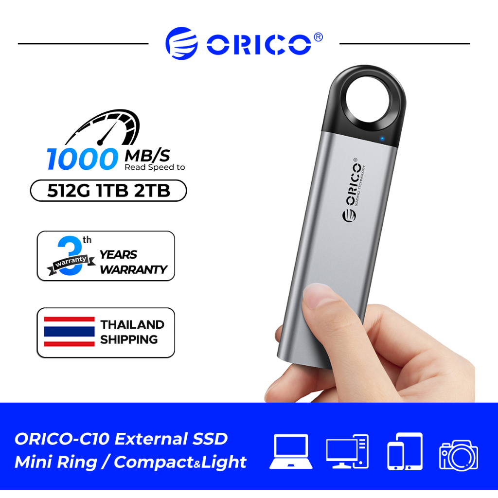 ORICO SSD ภายนอก 1000MB/S 256GB 512GB Type-C เล็กพกพา ใช้กับสมาร์ทโฟน/โน้ตบุ๊ค (C10)