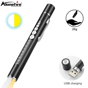 Alonefire P62 ไฟฉาย Led ขนาดเล็ก ปากกาชาร์จ Usb ไฟฉายตั้งแคมป์ สีขาว + สีเหลือง