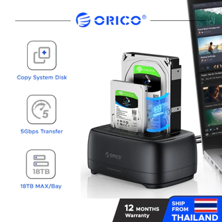 ORICO แท่นวาง HDD 2 ช่อง รองรับโคลนออฟไลน์ SATA to USB 3.0 Adapter ใช้ 2.5"/3.5" (DD28)