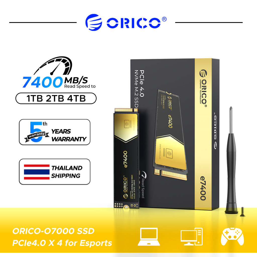 ORICO NVMe PCIe Gen4x4 M.2 2280 SSD Read 7400MB/s Write 6500MB/s สำหรับ Laptop/PC/PS5 512GB 1TB 2TB 
