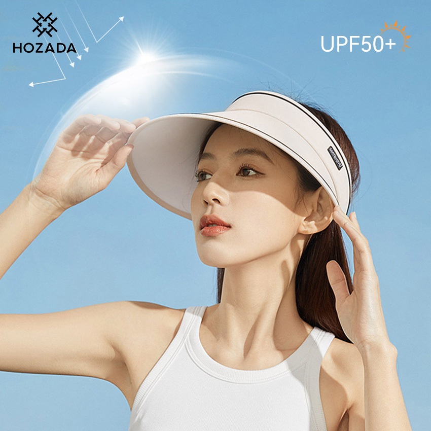 Hozada ผู้หญิง Sun หมวก Sun Visor หมวกพับหมวกดวงอาทิตย์แบบพกพาหมวกชายหาดขนาดใหญ่ Brim หมวกป้องกันแสงแดด UV Protection ราคา ถูกที่สุด ดีลบีเคเค แกลเลอรีภาพที่ 2