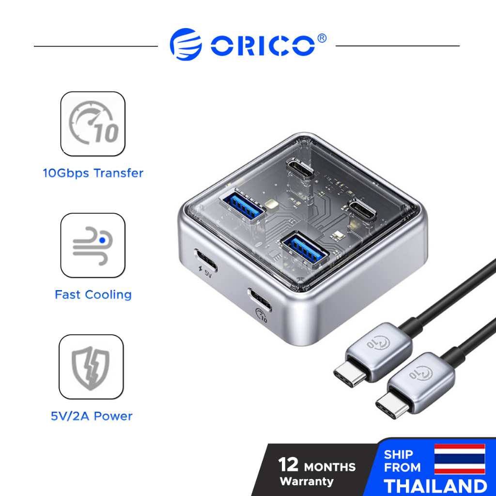 ORICO USB Hub 4 พอร์ต USB 3.2 Hub Type C การถ่ายโอนข้อมูลความเร็วสูง Splitter Adapter สําหรับแล็ปท็อป (XHJ4C)