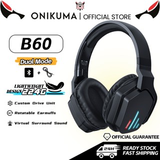 ONIKUMA B60 หูฟังเกมมิ่งไร้สายพร้อมไฟ LED พับได้น้ําหนักเบาอ…