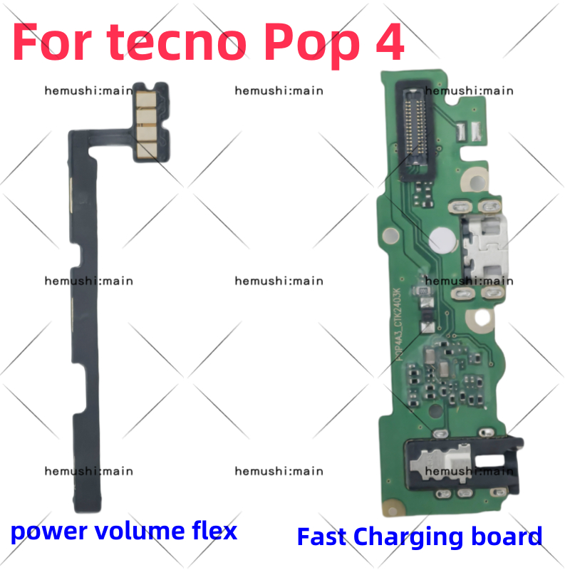 สําหรับ tecno Pop 4 BC2c BC1s Power Volume Flex ปุ่มสวิทช์ USB Charger ชาร์จพอร์ตบอร์ดสายริบบิ้น Flex Fast Charging board