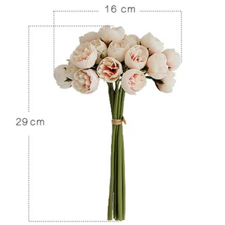 Dualswish 27 หัวประดิษฐ์ Camellia ดอกไม้ Peony Rose ช่อดอกไม้เจ้าสาวดอกไม้สําหรับงานแต่งงานตกแต่งบ้านสํานักงาน