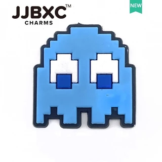JJBXC ตัวติดรองเท้า charm ลายเกมอาร์เคด ตัวกลม สีฟ้า น่ารัก สไตล์เรโทร แฟชั่น ตกแต่งรองเท้า อุปกรณ์ตกแต่งรองเท้า