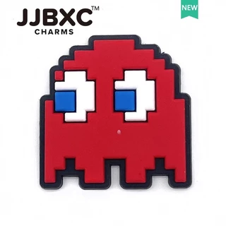 JJBXC ตัวติดรองเท้า charm ลายเกมอาร์เคด ตัวกลม สีฟ้า น่ารัก สไตล์เรโทร แฟชั่น ตกแต่งรองเท้า อุปกรณ์ตกแต่งรองเท้า