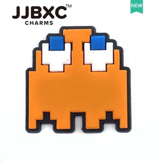 JJBXC ตัวติดรองเท้า charm ลายเกมอาร์เคด ตัวกลม สีฟ้า น่ารัก สไตล์เรโทร แฟชั่น ตกแต่งรองเท้า อุปกรณ์ตกแต่งรองเท้า