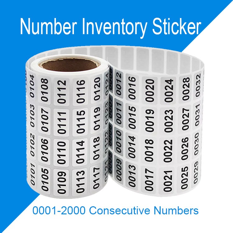 1-2000 ฉลากสติกเกอร์จํานวนสติกเกอร์สินค้าคงคลังสติกเกอร์จํานวนคงที่แท็กสินค้าคงคลังป้ายสีเงิน