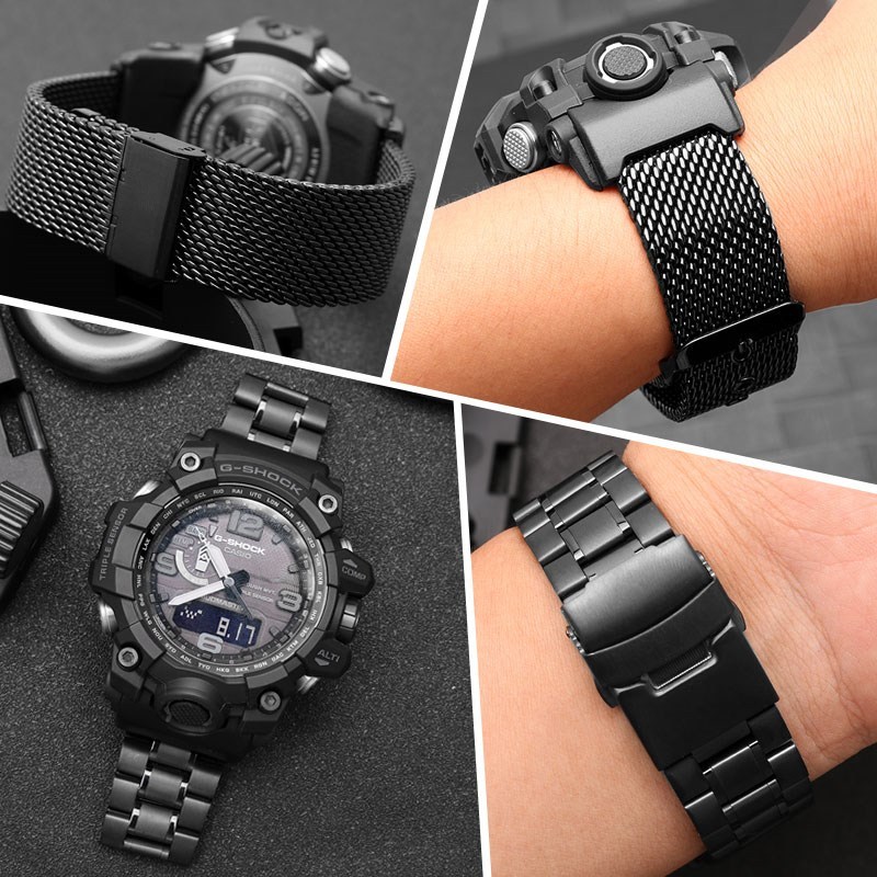 เหมาะสําหรับ Casio G-SHOCK โคลนขนาดเล็กขนาดใหญ่ King GWG-1000-1A/A3/1A1 GB/GG-1000/GWG-100/GSG-100 สายนาฬิกาสแตนเลส