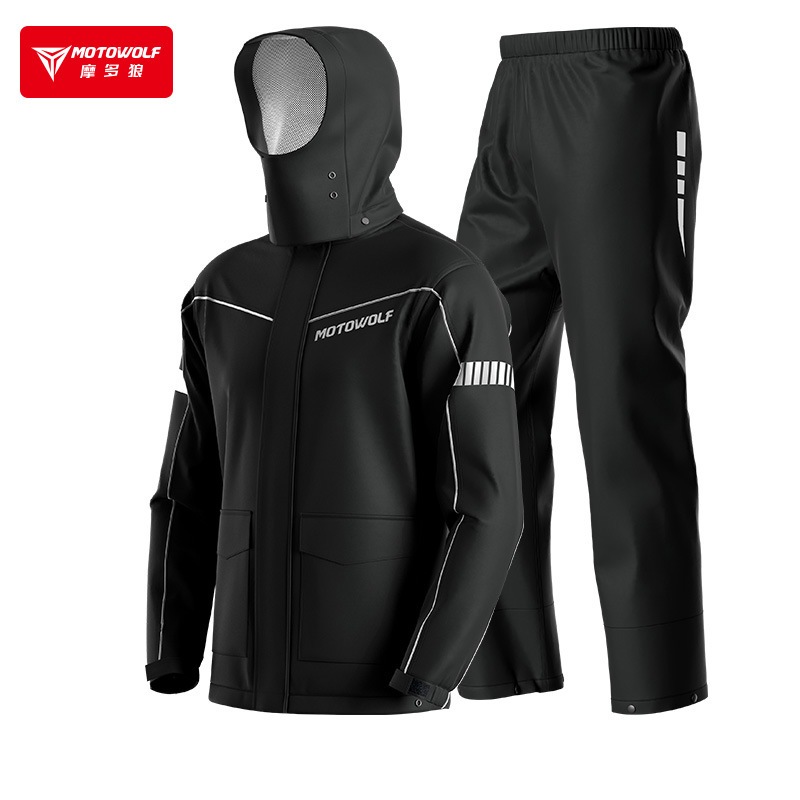 เสื้อกันฝนมอเตอร์ไซค์ 3 ชิ้น สะท้อนแสง 360° | ชุดแจ็คเก็ต+กางเกง+รองเท้า | พกพาสะดวก พับเก็บได้ | กันน้ํา 100% สำหรับฤดูฝน