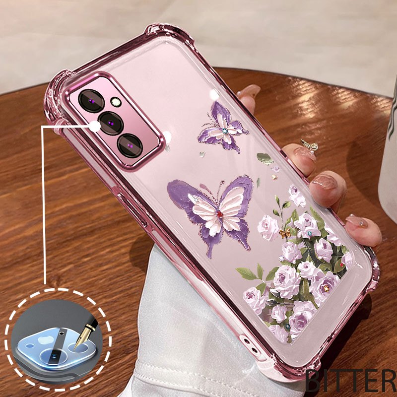 Case สําหรับ Samsung A35 5G A55 5G นําเข้าวัสดุป้องกันการตก peony รูปแบบผีเสื้อโทรศัพท์มือถือ soft c
