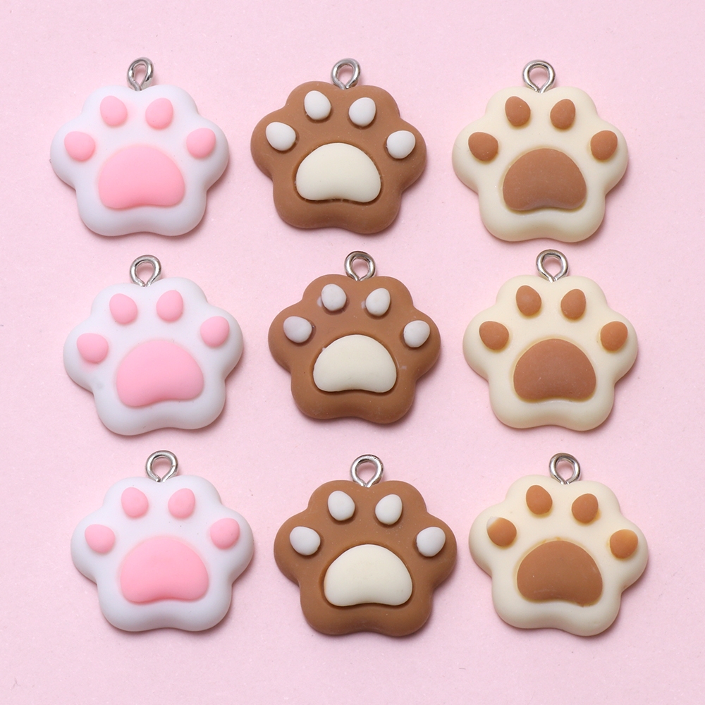 4pcs การ์ตูนเรซิ่น Macaroon น่ารัก Cat Paw Footprints Charm สําหรับพวงกุญแจกระเป๋าเป้สะพายหลังแขวนสําหรับของขวัญนักเรียน