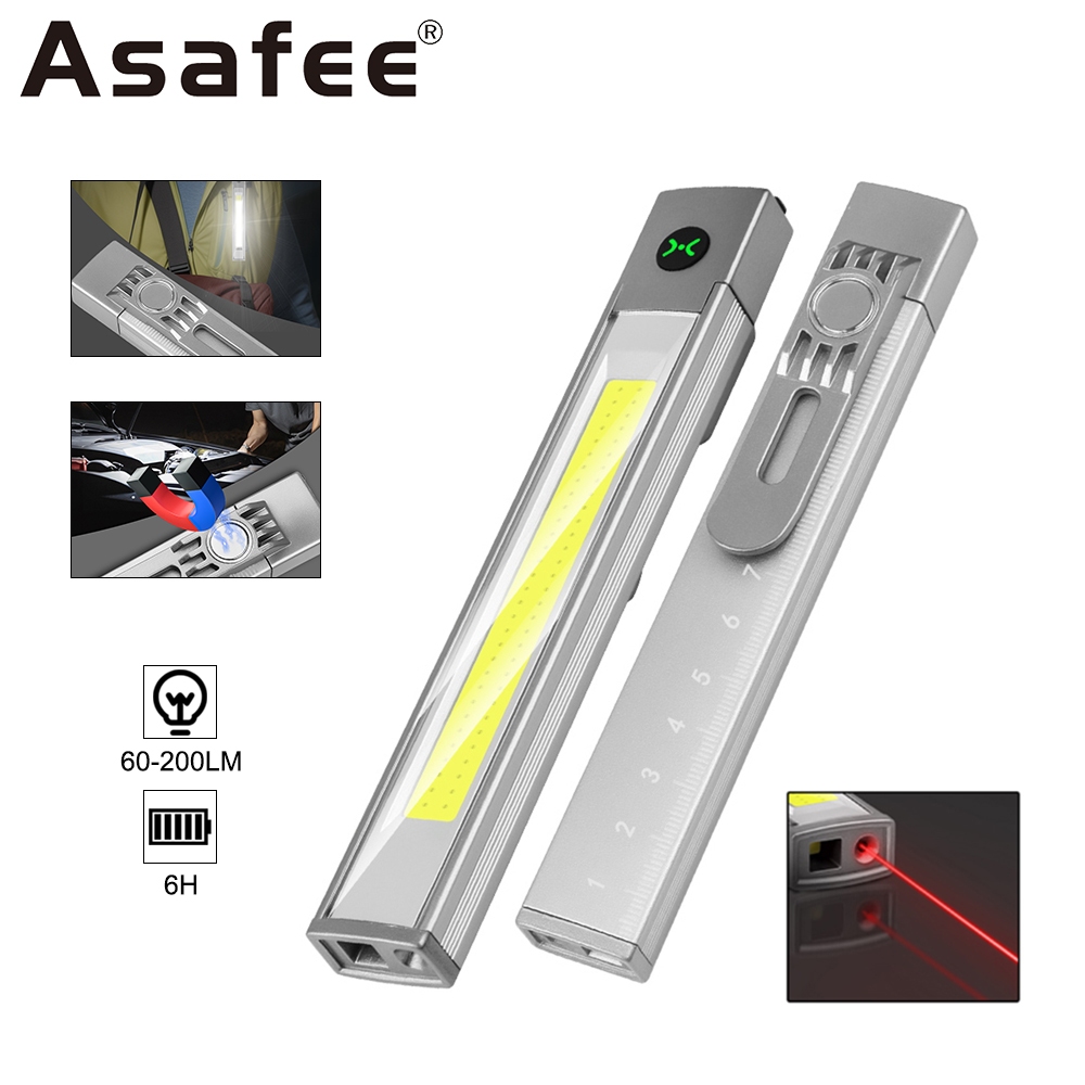 Asafee K-512 LED + COB Keycahin ไฟฉายกันน้ํา IPX4 ปากกาพกพาพร้อมแม่เหล็กไฟฉายขนาดเล็กแบบพกพา