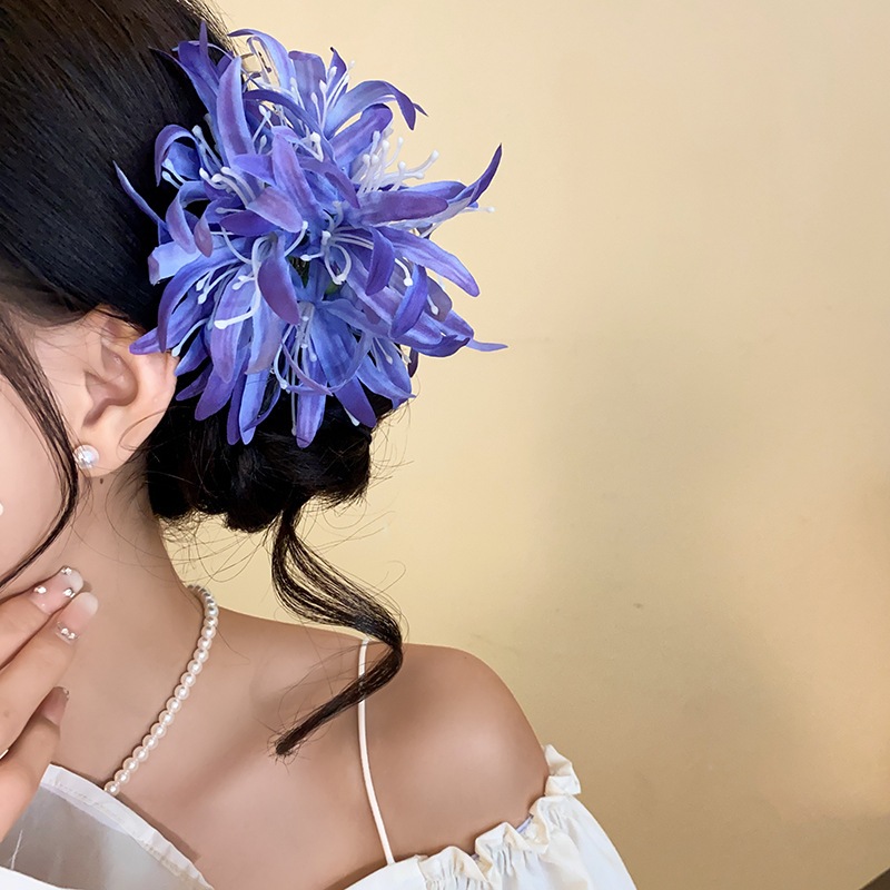 ดอกไม้สีม่วงลมวันหยุดหวานฉลามคลิปอารมณ์มีสไตล์ด้านหลังหัวกิ๊บพร็อพอุปกรณ์ผม - รูปที่ 3