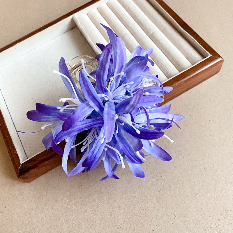 ดอกไม้สีม่วงลมวันหยุดหวานฉลามคลิปอารมณ์มีสไตล์ด้านหลังหัวกิ๊บพร็อพอุปกรณ์ผม - รูปที่ 4