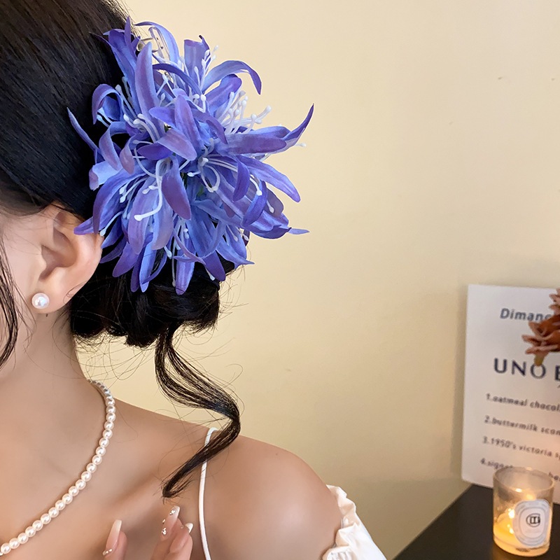 ดอกไม้สีม่วงลมวันหยุดหวานฉลามคลิปอารมณ์มีสไตล์ด้านหลังหัวกิ๊บพร็อพอุปกรณ์ผม - รูปที่ 7