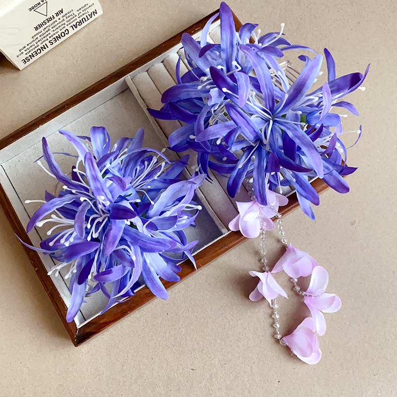 ดอกไม้สีม่วงลมวันหยุดหวานฉลามคลิปอารมณ์มีสไตล์ด้านหลังหัวกิ๊บพร็อพอุปกรณ์ผม - รูปที่ 6