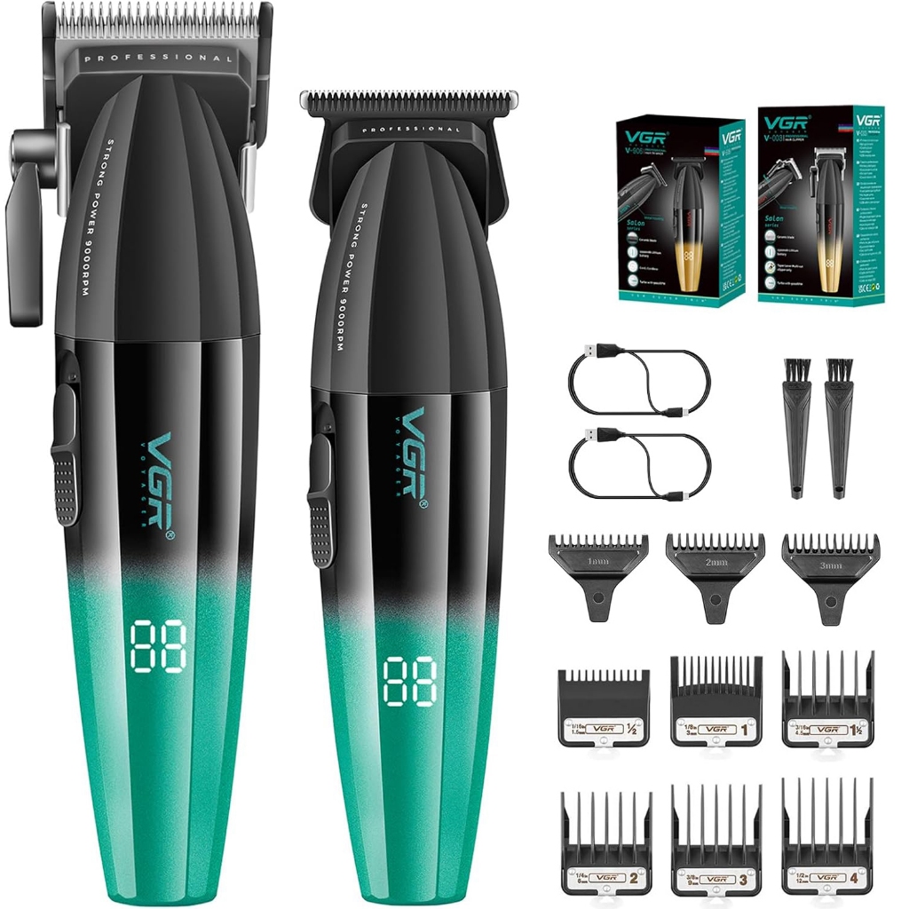 VGR V-003 Professional Hair Clipper 9000 RPM ใบมีดเซรามิคโลหะเต็มรูปแบบ USB ชาร์จเครื่องตัดผมผู้ชาย