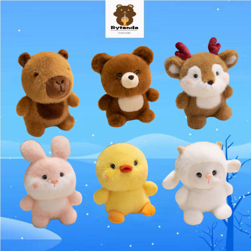 ตุ๊กตาสัตว์น่ารักของเล่นตุ๊กตาสนุก คาปิบาระ กวางเอลก์ หมี ตุ๊กตาเป็ดแกะกระต่ายตุ๊กตาของเล่นสก์ท็อปตกแต่งบ้านนุ่มเด็กผ่อนคลายของเล่นเด็กของขวัญวันเกิดสัตว์เลี้