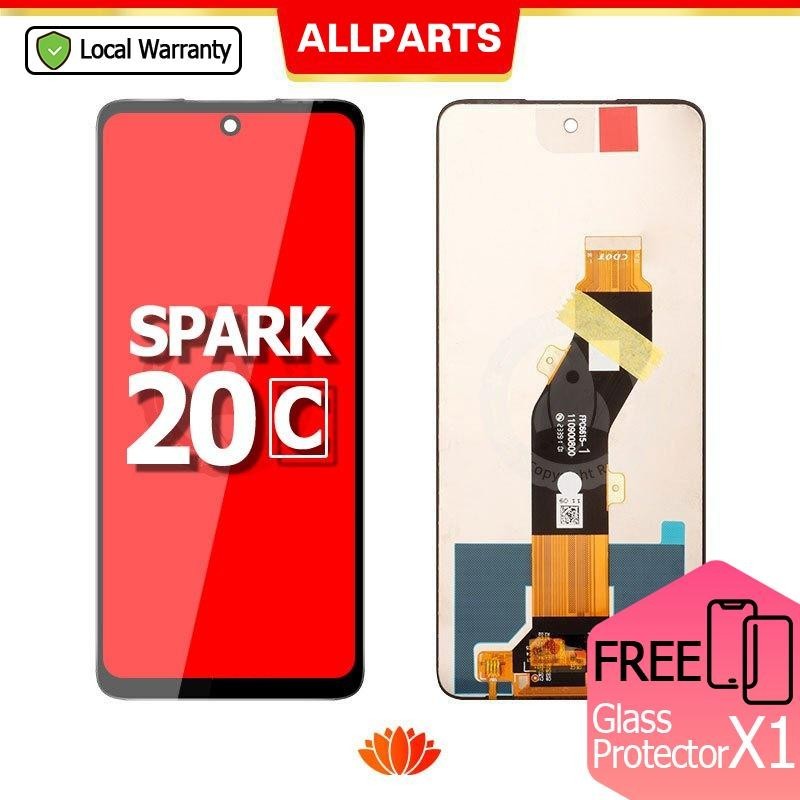 Allparts จอแสดงผลสําหรับ Tecno Spark 20C LCD หน ้ าจอสัมผัส Digitizer เปลี ่ ยน BG7