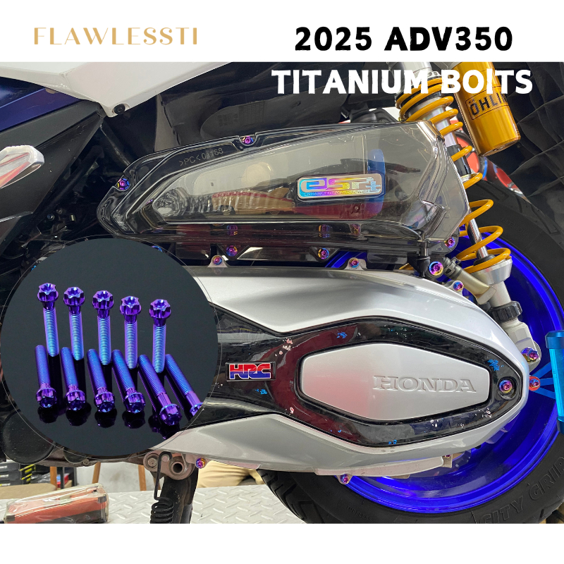 FLAWLESSTI ADV350 Gr5 สลักเกลียวไทเทเนียมครบชุดสําหรับ 2025 Honda adv350 สีม่วง