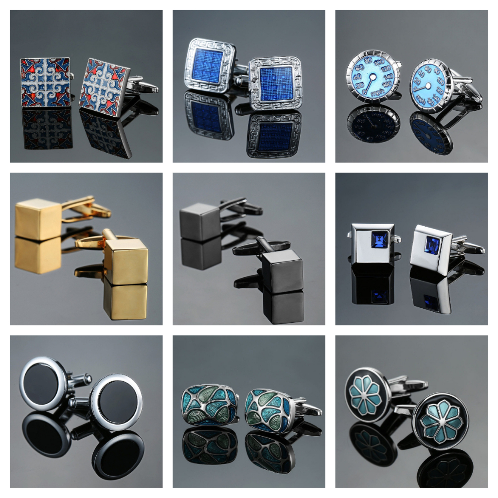 1 คู่สแตนเลสสตีล Mens Square Cuff Links งานแต่งงานหมั้น Cufflinks