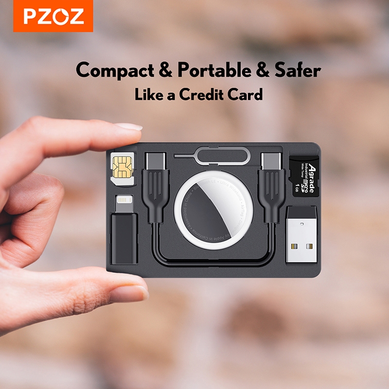 Pzoz Airtag Wallet Card Holder Air tag Case