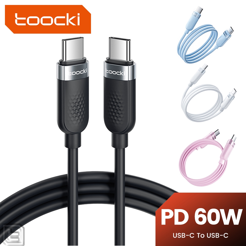 Toocki PD60W USB C ถึง USB C สายชาร์จ USB2.0 ประเภท C ถึง Type C สายเคเบิลข้อมูลสายซิลิโคนเหลวสําหรับ Samsung Xiaomi
