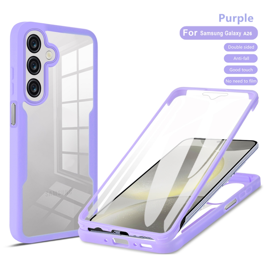 SAMSUNG 360 Full Bodyเคสโทรศัพท์คู่สําหรับSamsung Galaxy A16 A17 A26 A36 A37 A56 A57 A15 A25 A35 A55 5G A05 A05S A06 A07 4G Clearหน้าจอด้านหน้ากันกระแทกปกหลัง