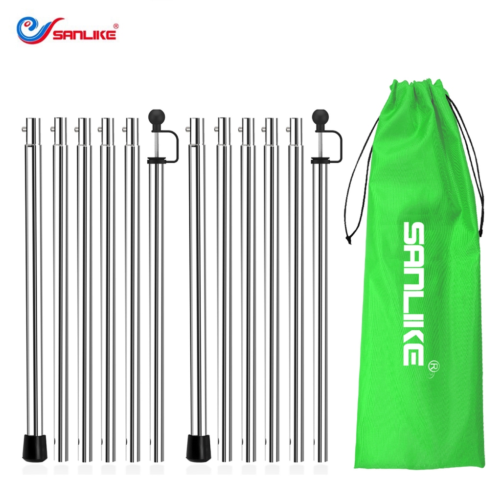 Sanlike เต็นท์เสาปรับ Tarp Pole สแตนเลส Rod Camping Pole สําหรับ Canopy Sunshade กันสาด Flysheet 2.4 M 2 ชุด