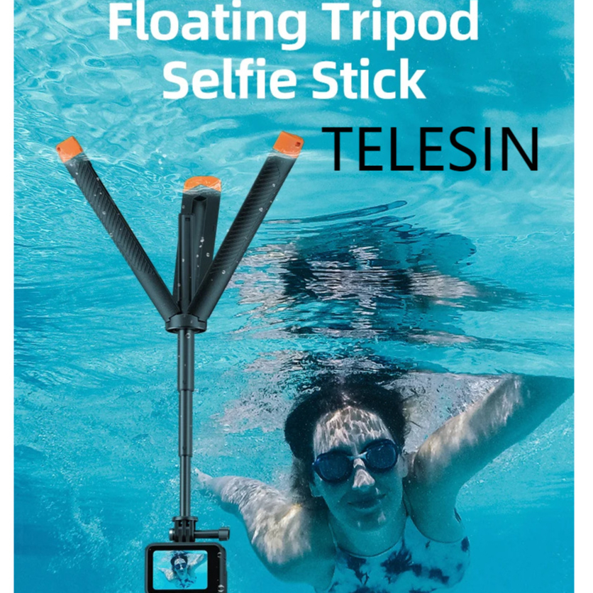 TELESIN ไม้เซลฟี่ลอยพร้อมขาตั้งกล้องสําหรับ GoPro Hero13 12 11 DJI OSMO Action 5 PRO 4 3/Insta360 X5/X4/X3/ACE/PRO/GO 3/3S Akasu apeman น้ําหนักเบากันน้ําสําหรับ Vlog