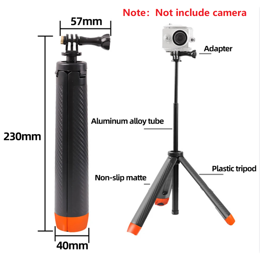 TELESIN ไม้เซลฟี่ลอยพร้อมขาตั้งกล้องสําหรับ GoPro Hero13 12 11 DJI OSMO Action 5 PRO 4 3/Insta360 X5/X4/X3/ACE/PRO/GO 3/3S Akasu apeman น้ําหนักเบากันน้ําสําหรับ Vlog